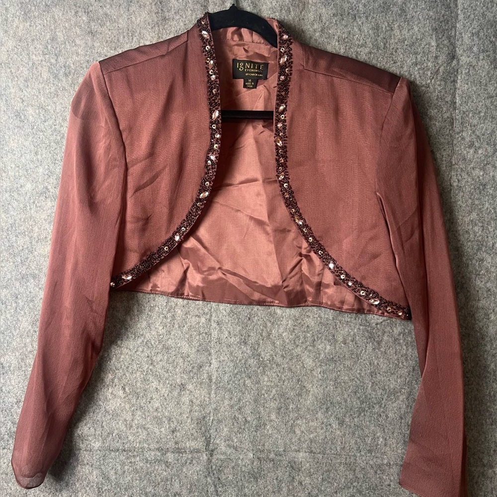 Ignite Evenings Women Size‎ 14 Chiffon formal Crop Jacket NWT